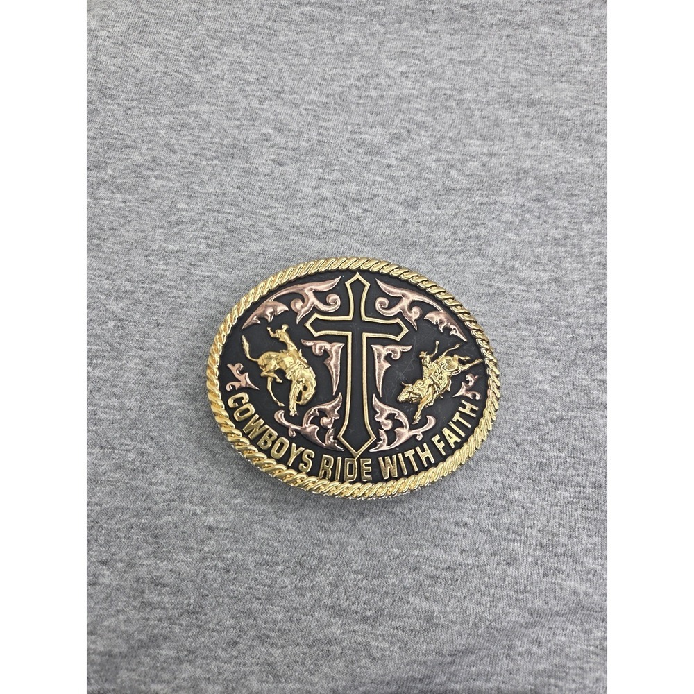 Cody James Cowboys Ride with Faith Large Western Rodeo Rope Belt Buckle Cross